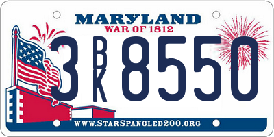 MD license plate 3BK8550
