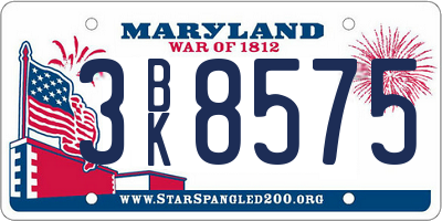 MD license plate 3BK8575