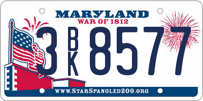 MD license plate 3BK8577