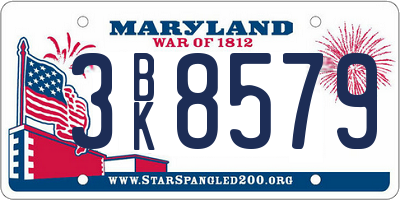MD license plate 3BK8579