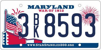 MD license plate 3BK8593