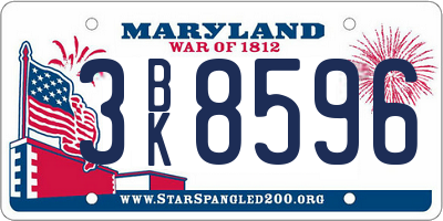 MD license plate 3BK8596
