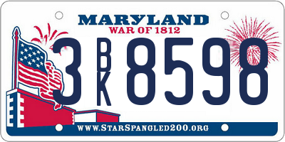 MD license plate 3BK8598