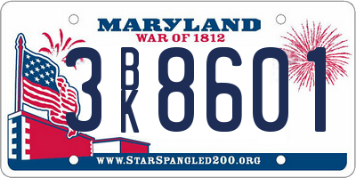 MD license plate 3BK8601