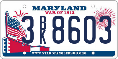 MD license plate 3BK8603