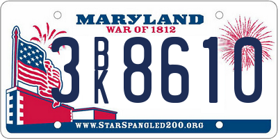 MD license plate 3BK8610