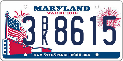 MD license plate 3BK8615