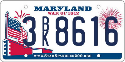 MD license plate 3BK8616