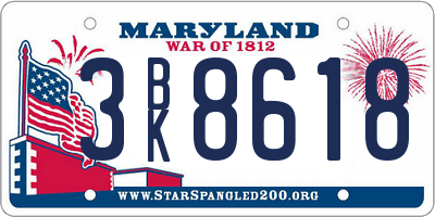 MD license plate 3BK8618