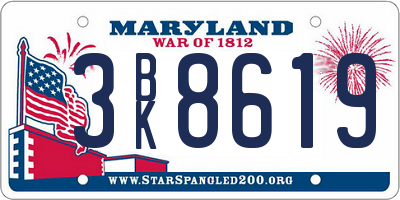MD license plate 3BK8619