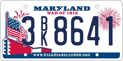 MD license plate 3BK8641