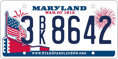 MD license plate 3BK8642
