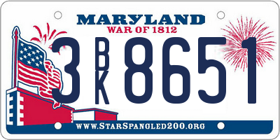 MD license plate 3BK8651