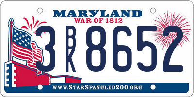 MD license plate 3BK8652