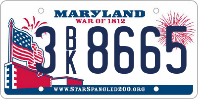 MD license plate 3BK8665
