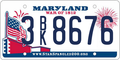 MD license plate 3BK8676