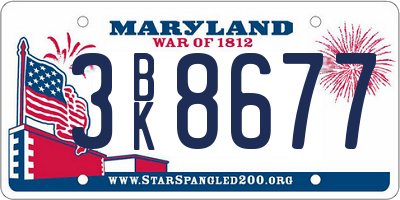 MD license plate 3BK8677