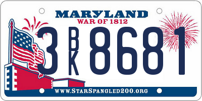 MD license plate 3BK8681