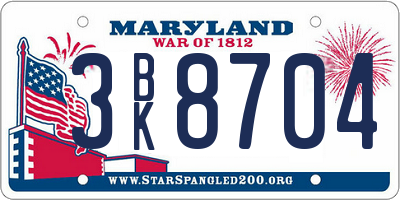 MD license plate 3BK8704