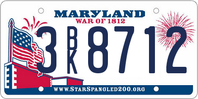MD license plate 3BK8712