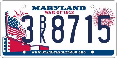 MD license plate 3BK8715