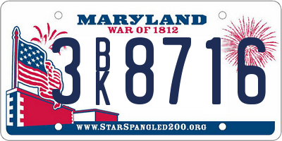 MD license plate 3BK8716