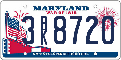 MD license plate 3BK8720