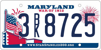 MD license plate 3BK8725