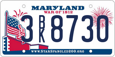 MD license plate 3BK8730