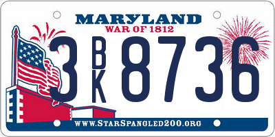 MD license plate 3BK8736