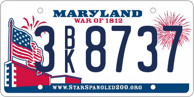 MD license plate 3BK8737