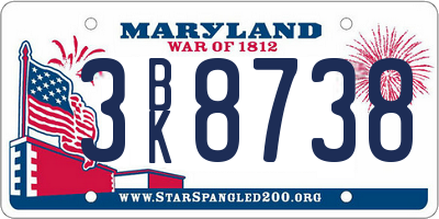 MD license plate 3BK8738