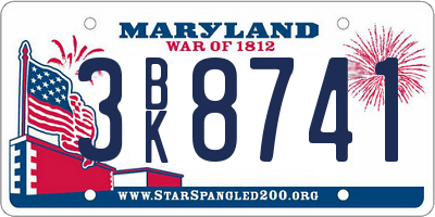 MD license plate 3BK8741