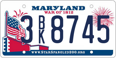 MD license plate 3BK8745