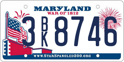 MD license plate 3BK8746