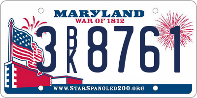 MD license plate 3BK8761