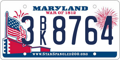MD license plate 3BK8764