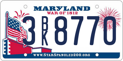 MD license plate 3BK8770