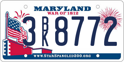MD license plate 3BK8772