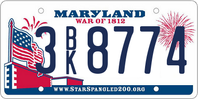 MD license plate 3BK8774