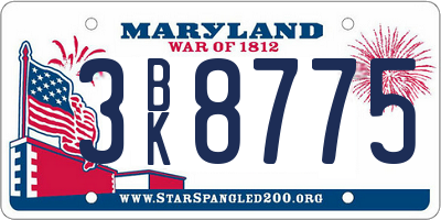MD license plate 3BK8775