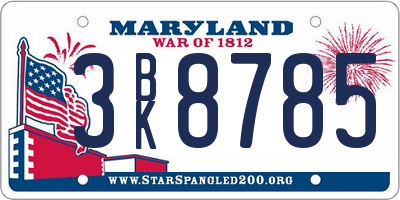 MD license plate 3BK8785