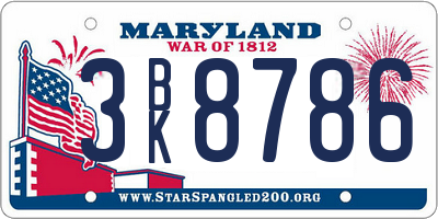 MD license plate 3BK8786