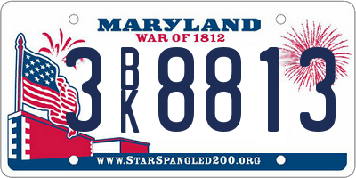 MD license plate 3BK8813
