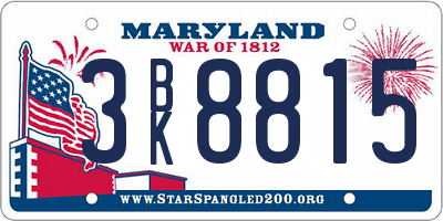 MD license plate 3BK8815