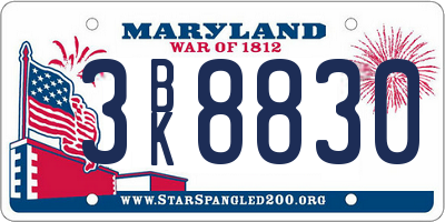 MD license plate 3BK8830
