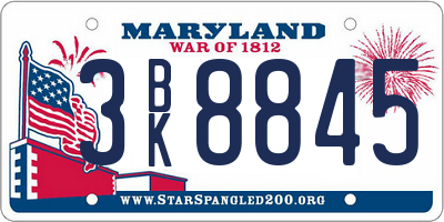 MD license plate 3BK8845