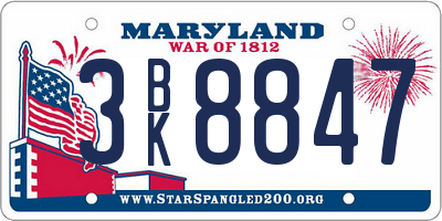 MD license plate 3BK8847