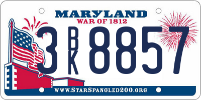 MD license plate 3BK8857