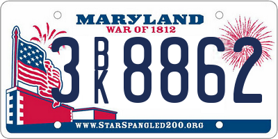 MD license plate 3BK8862